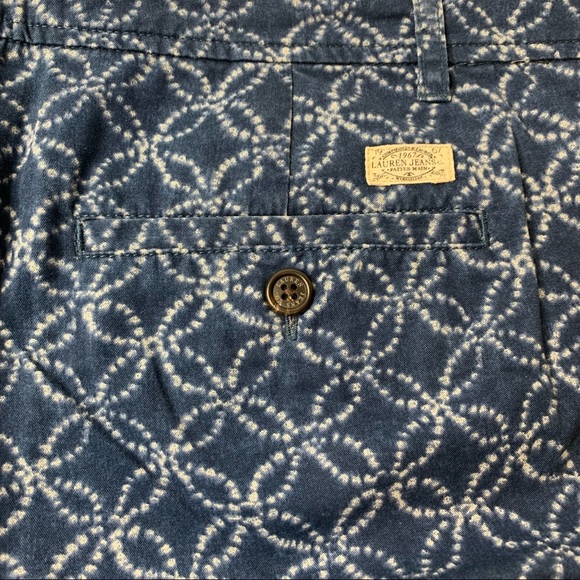 LAUREN RALPH LAUREN LRL Blue & White Shibori Cotton Drawstring Shorts size 10 - Picture 6 of 8